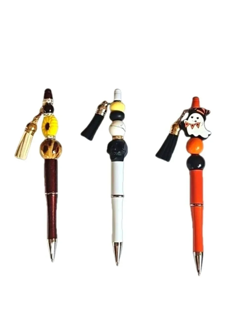 Handmade Beaded Pens Set of 3 Fall Halloween Floral